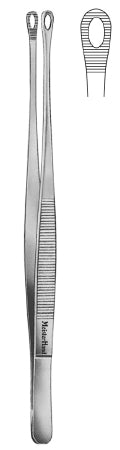 Tissue Forceps MeisterHand® Singley 9 Inch Length Surgical Grade German Stainless Steel NonSterile NonLocking Thumb Handle Straight Serrated Fenestrated Oval Jaws