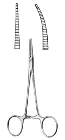 Miltex Hemostatic Forceps MeisterHand® Baby Crile 5-1/2 Inch Length Surgical Grade German Stainless Steel NonSterile Ratchet Lock Finger Ring Handle Curved Extra Delicate Serrated Tips - M-565679-3771 - Each