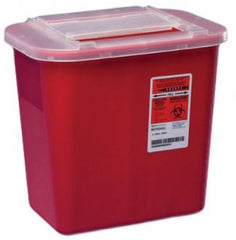 Cardinal Sharps Container Sharps-A-Gator™ 10-1/4 H X 7 D X 10-1/2 W Inch 2 Gallon Red Base / Translucent Lid Vertical Entry Sliding Lid - M-566144-4092 - Case of 20