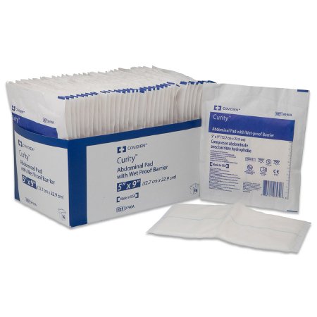 Cardinal Abdominal Pad Curity™ Nonwoven Fluff 7-1/2 X 8 Inch Rectangle Sterile