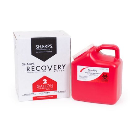 Sharps Compliance Mailback Sharps Container The Sharps Disposal By Mail System® PRO-TEC® 11 H X 6 W X 9 L Inch 2 Gallon Red Base / White Lid Vertical Entry Snap On Lid - M-566478-3963 - Each