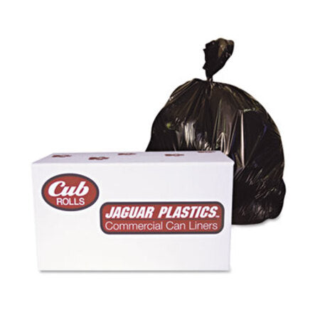 Jaguar Plastics® Industrial Drum Liners, Rolls, 60 gal, 2.7 mil, 38" x 63", Black, 50/Carton