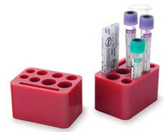 Fisher Scientific Tube Holder Red, Plastic, 8 Various Circular Holes, 1 Slit