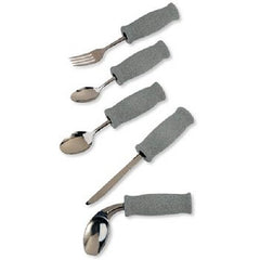 Patterson Medical Supply Offset Spoon Deluxe Right Handed / Angled Black Stainless Steel
