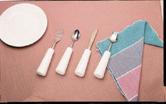Patterson Medical Supply Fork Sure Grip™ Cone-Shape White Stainless Steel / Plastic Coated