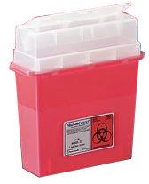 Fisher Scientific Sharps Container Fisherbrand™ Sharps-A-Gator™ 8 X 14-1/4 X 13-1/2 Inch 3.5 Gallon Translucnet Red Base / Translucent Lid Horizontal Entry Flap Lid