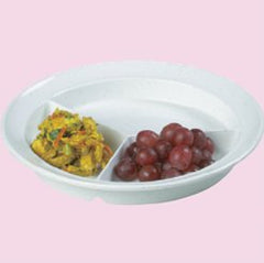 Patterson Medical Supply Partitioned Dish Sammons Preston Light Grey Fleck Reusable Melamine 8-1/4 Inch Diameter