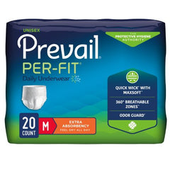First Quality Unisex Adult Absorbent Underwear Prevail® Per-Fit® Pull On with Tear Away Seams Medium Disposable Heavy Absorbency - M-572720-3510 - Bag of 20