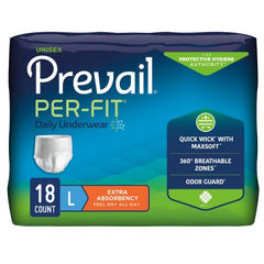 First Quality Unisex Adult Absorbent Underwear Prevail® Per-Fit® Pull On with Tear Away Seams Large Disposable Heavy Absorbency - M-572721-4101 - Case of 72