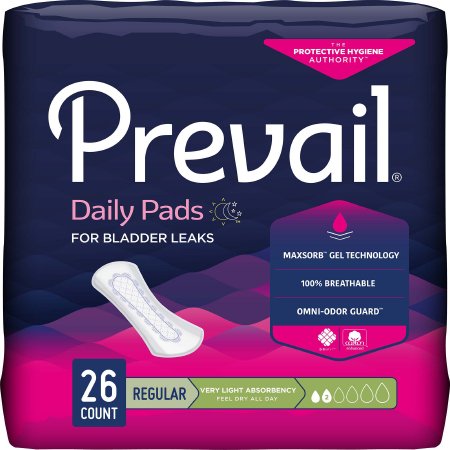 First Quality Bladder Control Pad Prevail® Daily Liner 7-1/2 Inch Length Light Absorbency Polymer Core Small Adult Female Disposable - M-572727-1436 - Case of 312