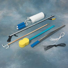 Patterson Medical Supply ADL Hip / Knee Equipment Kit SammonsPreston® Reacher - 26 Inch Length / Shoehorn - 24 Inch Length / Dressing Stick - 26 Inch Length / Handled Bath Sponge - 22-1/2 Inch Length / Shoelaces - 26 Inch Length