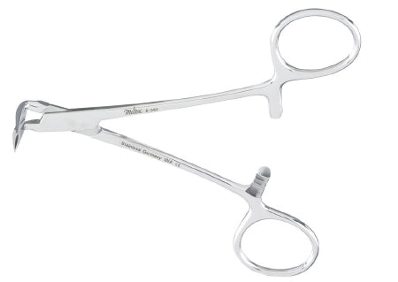 Miltex Splinter Forceps Miltex® Williams 5-1/2 Inch Length OR Grade German Stainless Steel NonSterile Ratchet Lock Finger Ring Handle Angled 90° Pointed Tips - M-574057-4448 - Each