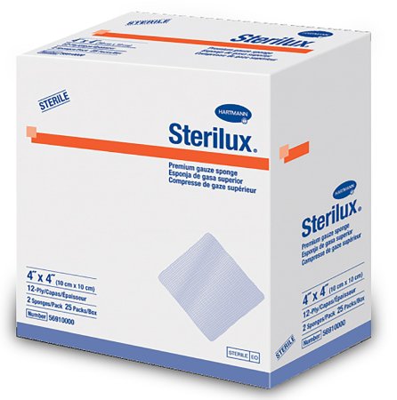 Hartmann Gauze Sponge Sterilux® Cotton 12-Ply 4 X 4 Inch Square Sterile