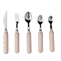 Patterson Medical Supply Soup Spoon Comfort Grip Right-Left Handed / Bendable White Stainless Steel