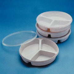 Patterson Medical Supply Partitioned Scoop Dish Patterson Medical Beige Reusable 8-1/4 Inch Diameter