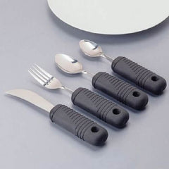 Patterson Medical Supply Tablespoon Sure Grip™ Right-Left Handed / Bendable Black Stainless Steel