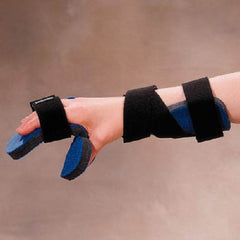 Patterson Medical Supply Functional Resting Hand Orthosis Roylan® Kwik-Form™ Economy Fabric / Foam Right Hand Black / Blue Small / Medium