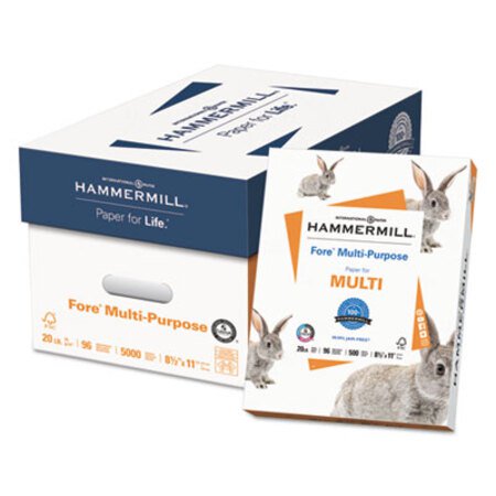Hammermill® Fore Multipurpose Print Paper, 96 Bright, 20 lb, 8.5 x 11, White, 500 Sheets/Ream, 10 Reams/Carton