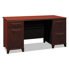 Bush® Enterprise Collection Double Pedestal Desk, 60" x 28.63" x 29.75", Harvest Cherry, (Box 2 of 2)