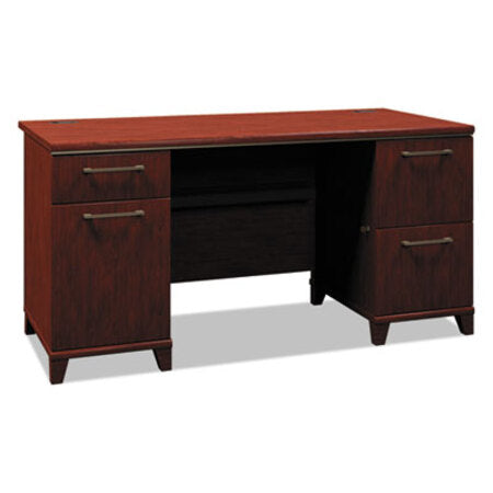 Bush® Enterprise Collection Double Pedestal Desk, 60" x 28.63" x 29.75", Harvest Cherry, (Box 1 of 2)