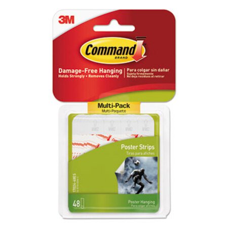 Command™ Poster Strips Value Pack, 5/8" x 1 3/4", White, 48/Pack