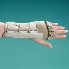 Patterson Medical Supply Wrist Brace with Finger Straps Rolyan® In-Line™ Neoprene / Aquaplast-T Right Hand Beige Large