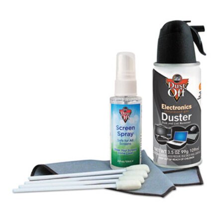 Dust-Off® Premium Keyboard Cleaning Kit, 50 mL Bottle, 5.25" x 7.5" Cloth, 4 Swabs