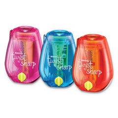 Bostitch® Twist-n-Sharp Pencil Sharpener, One-Hole, 3.5" x 1.25" x 5.5", Randomly Assorted Colors, 6/Pack