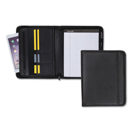 Samsill® Professional Zippered Pad Holder, Pockets/Slots, Writing Pad, Black