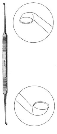 Stapes Curette Miltex® House 6 Inch Length Double-ended Handle 2.25 X 3 mm Tip / 2 X 2.5 mm Tip Strong Angled Oval Cup Tip