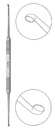 Stapes Curette Miltex® House 7 Inch Length Double-ended Handle 2 mm Tip / 2.5 mm Tip Slightly Angled Oval Cup Tip