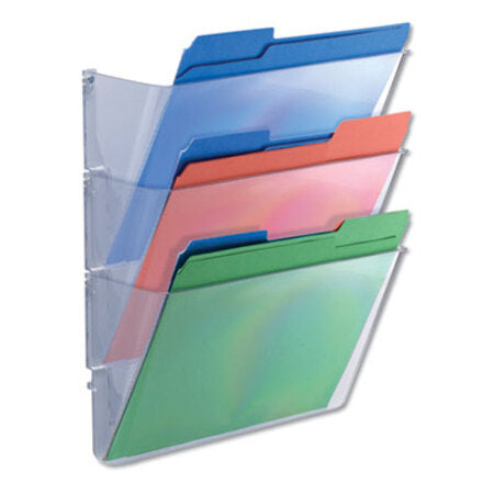 Universal® 3 Pocket Wall File Starter Set, Letter, Clear