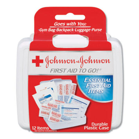 Johnson® Red Cross® Mini First Aid To Go Kit, 12-Pieces, Plastic Case