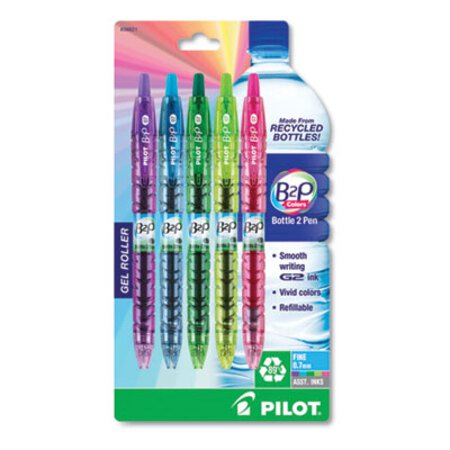 Pilot® B2P Bottle-2-Pen Recycled Retractable Gel Pen, 0.7mm, Assorted Ink/Barrel, 5/Pack