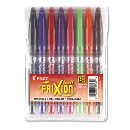 Pilot® FriXion Ball Erasable Stick Gel Pen, Fine 0.7mm, Assorted Ink/Barrel, 8/Pack