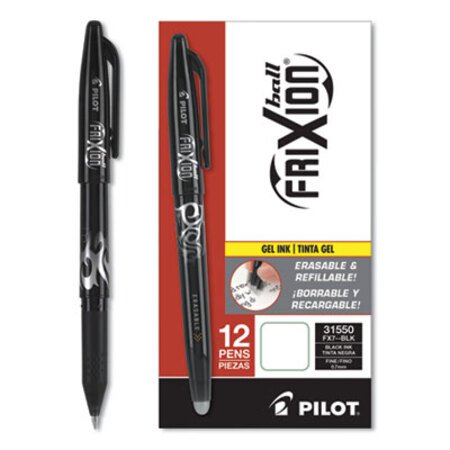 Pilot® FriXion Ball Erasable Stick Gel Pen, Fine 0.7mm, Black Ink, Black Barrel