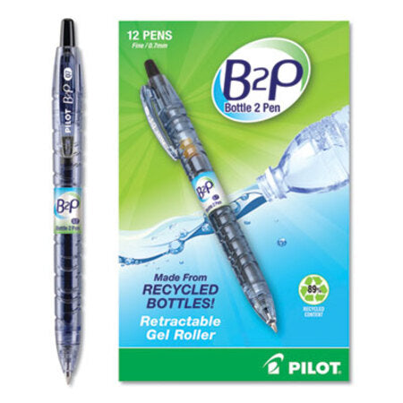 Pilot® B2P Bottle-2-Pen Recycled Retractable Gel Pen, 0.7mm, Black Ink, Translucent Blue Barrel