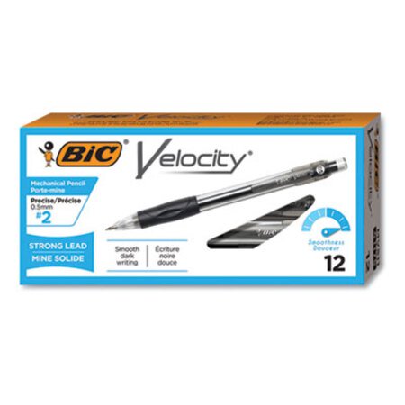 Bic® Velocity Original Mechanical Pencil, 0.5 mm, HB (#2.5), Black Lead, Black Barrel, Dozen