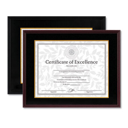 DAX® Hardwood Document/Certificate Frame w/Mat, 11 x 14, 8 1/2 x 11, Black