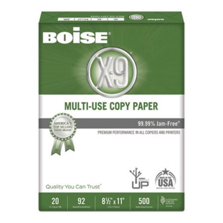 Boise® X-9 Multi-Use Copy Paper, 92 Bright, 20lb, 8.5 x 11, White, 500 Sheets/Ream, 10 Reams/Carton