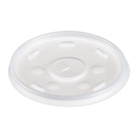 Dart® Plastic Lids for Foam Cups, Bowls and Containers, Flat with Straw Slot, Fits 6-14 oz, Translucent, 1,000/Carton