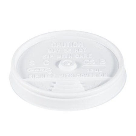 Dart® Sip-Through Lids For 10, 12, 14 oz Foam Cups, Plastic, White, 1000/Carton