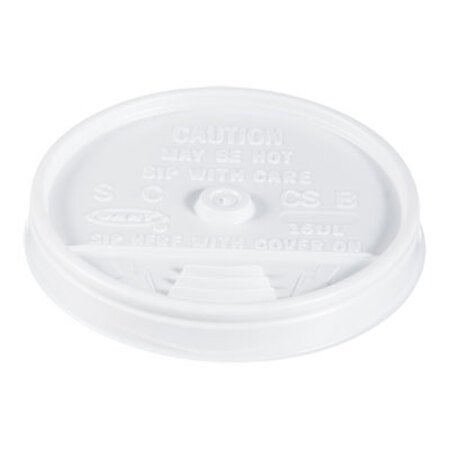 Dart® Plastic Lids, for 16oz Hot/Cold Foam Cups, Sip-Thru Lid, White, 1000/Carton
