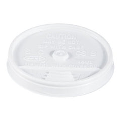 Dart® Plastic Lids, for 16oz Hot/Cold Foam Cups, Sip-Thru Lid, White, 1000/Carton