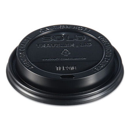 Dart® Traveler Cappuccino Style Dome Lid, 10-24oz Cups, Black, 100/Sleeve, 10 Sleeves/Carton