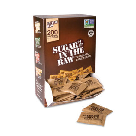 Sugar in the Raw Unrefined Sugar Made From Sugar Cane, 200 Packets/Box