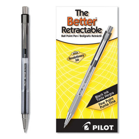 Pilot® Better Retractable Ballpoint Pen, Fine 0.7mm, Black Ink, Tinted Barrel, Dozen