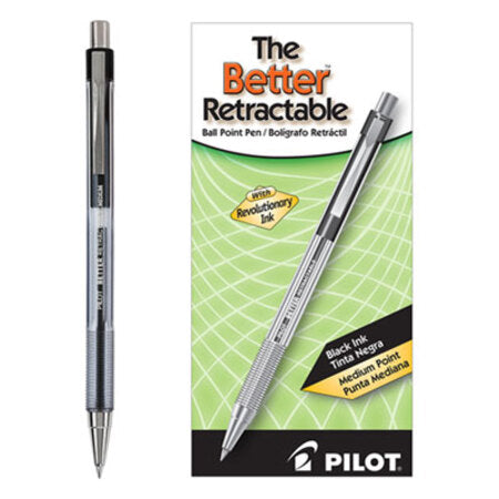 Pilot® Better Retractable Ballpoint Pen, Medium 1mm, Black Ink, Smoke Barrel, Dozen