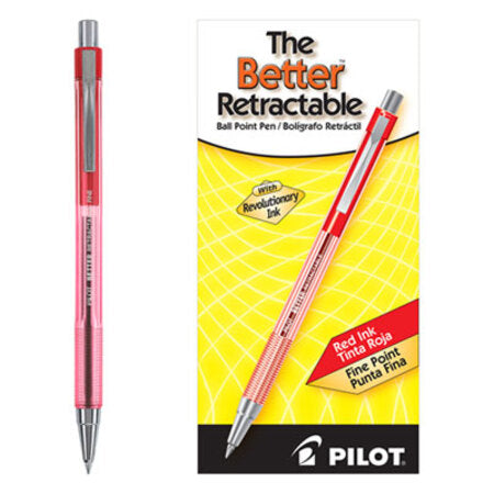 Pilot® Better Retractable Ballpoint Pen, Fine 0.7mm, Red Ink, Translucent Red Barrel, Dozen
