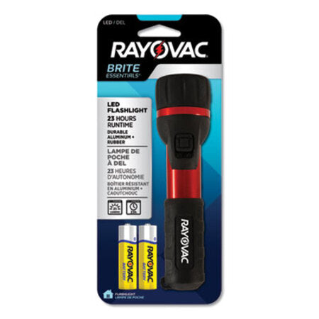 Rayovac® General Purpose Rubber and Aluminum Flashlight, 2 AA Batteries (Included), Red/Black